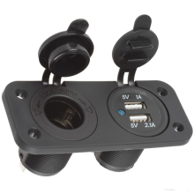 LED Dual USB Port Socket Charger & Cigarette Lighter Plug for Boat Car RV Car Truck